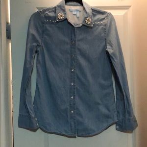 Draper James embellished chambray button down